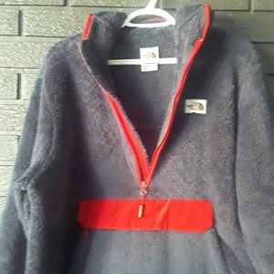 North Face Pullover Fleece LG, Blue and Red